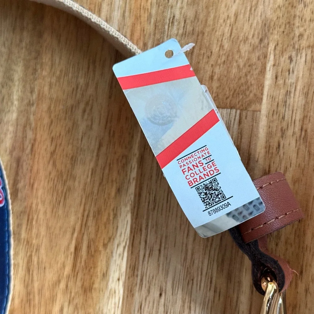ZEP-PRO Ole Miss Rebels Men 34 Ribbon Belt Navy Tan Leather Brass USA Made NEW